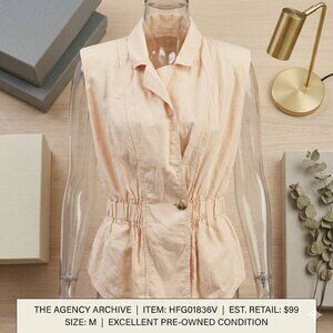 Chic Habitual Linen Blend Utility Vest in Peach. Perfect for Office Siren.